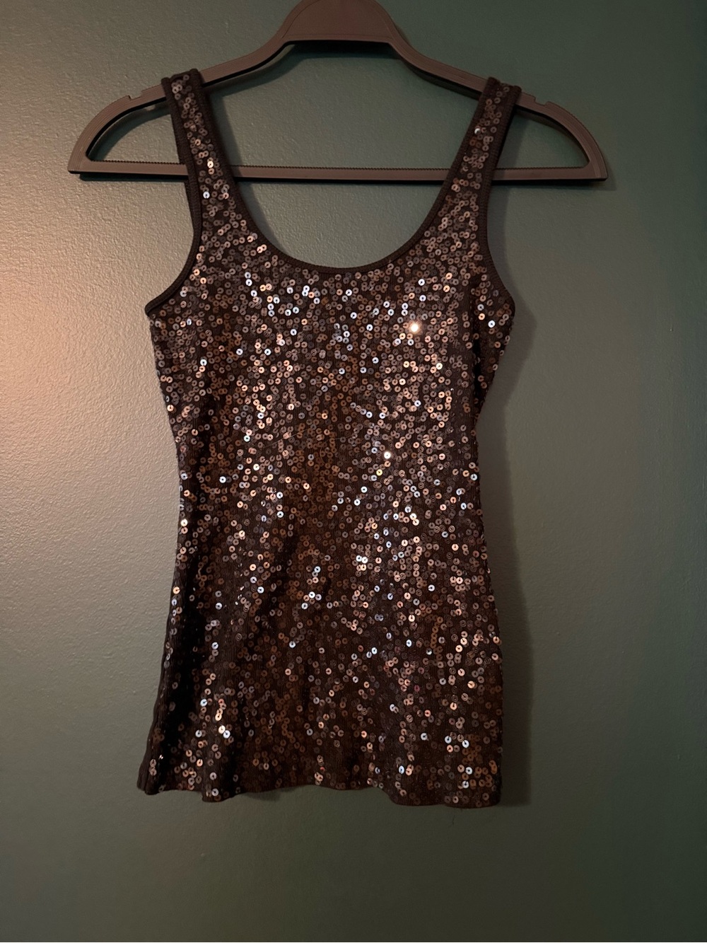Express Women's Black Sequin Tank Top